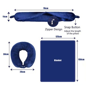 بطانية سفر أو وسادة رقبة 2 في 1، بطانية ناعمة ودافئة مع غطاء وسادة رقبة مريح، طقم بطانية محمول للطائرة والتخييم والسيارة - Product Image 6