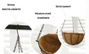 12 Chậu Dừa Tự Nhiên Hoa Cây Tròn Khung Kim Loại Gắn Tường Trang Trí Nhà Vườn Giỏ Treo Lót Coco - Product Image 5