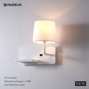 Đèn Chiếu Sáng Cạnh Giường E14 Ổ Cắm + Cổng Usb + Sạc Không Dây Cho Phòng Ngủ Đầu Giường Đèn Led Đọc Sách Gắn Tường Bề Mặt - Product Image 5