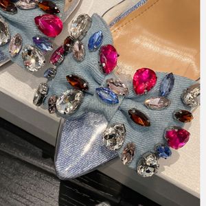 Rhinestone Bow Escarpins Femme Talon Haut Sexy Slingback 2024 Ladies <b>Heels</b> for Party - Product Image 4