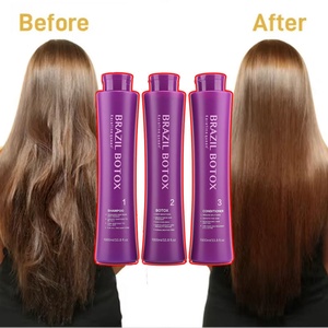Tratamiento Capilar Brasileño con Keratina Orgánica Pura, Reparador e Hidratante para Cabello Teñido y Dañado, Fórmula 2 en 1 para Alisado - Product Image 1