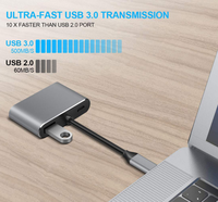 Hub USB 3.1 Type-C 4-en-1, station d'accueil, adaptateur, convertisseur, compatible McBook, avec port HDMI 4K, USB 3.0, PD 60Hz, ordinateur, projecteur