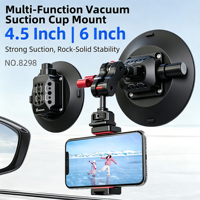 Support à ventouse pour voiture avec pompe à air de 4,5 à 6 pouces pour caméras d'action, fixation à vis 1/4 "-20, en métal et caoutchouc