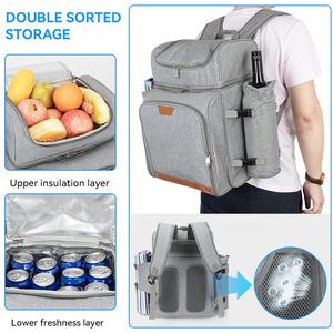 Expédition rapide grande capacité sac à dos isolé écologique réutilisable pique-nique sac isotherme à la mode <span class=keywords><strong>couverture</strong></span> bouteilles été - Product Image 4