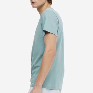 T-shirts pour hommes de haute qualité 100% coton avec logo personnalisé vierge avec ajustement normal col rond coupe ajustée options surdimensionnées motif solide - Product Image 2