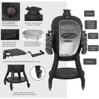 SEB Fabricant de Barbecues Kamado en Céramique Noire de 22 Pouces, Grills Kamado au Charbon de Bois, Barbecue Kamado en Forme d'Œuf