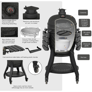 Parrilla Kamado de Cerámica Negra de 22 Pulgadas, Fabricada por SEB, Parrilla Kamado <span class=keywords><strong>para</strong></span> Barbacoa, Parrilla de Carbón - Product Image 3