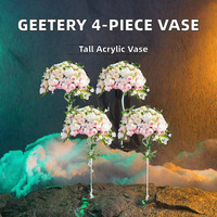 Geetery – Lot de 4 grands vases en acrylique, centres de table de mariage, colonnes transparentes pour fleurs, décorations de table géométriques et élégantes