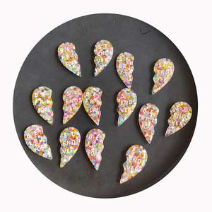 Charmes en forme de cœur de 39 mm, en résine, à dos plat, cabochons à dos plat, remplissages de paillettes arc-en-ciel pour slime, artisanat DIY, décoration de bijoux - Product Image 6