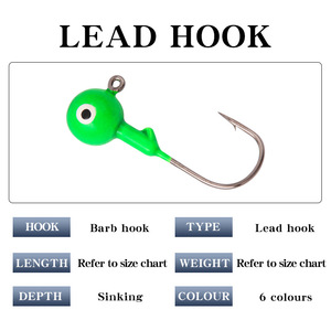 Anzuelo de cabeza de plomo de acero de alto carbono de colores, 1G-14G, afilado, para señuelos de lubina, accesorio de pesca - Product Image 5