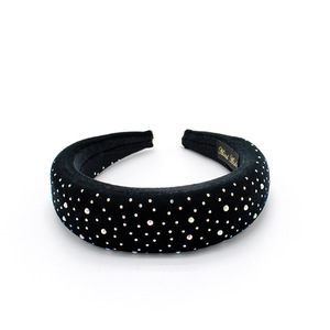 Serre-tête en strass style français, large et rembourré, couleur unie, pour femme, usage quotidien - Product Image 5