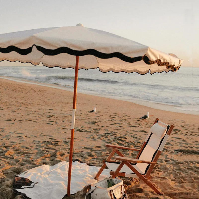 8 футов австралийская рама из стекловолокна холст материал большой деревянный столб винтажный зубчатый край открытый садовый зонт для пляжа патио