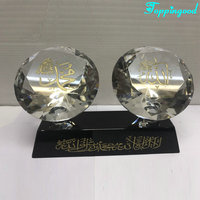 Cristal de diamant transparent fantaisie gravé en or Allah Muhammad Islamique pour cadeau souvenir