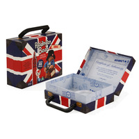 Grande valise en papier de carton personnalisée pour bébé mallette en forme d'emballage cadeau boîte en carton ondulé avec poignée en plastique