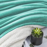 Couverture en polaire Sherpa solide luxueuse pour canapé-lit réversible floue douce confortable chaude couverture personnalisée Turquoise