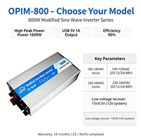 800W Modified Sine Wave Power Inverter DC 12V 24V to AC 110V 220V Converter with USB Port for Car RV Solar System