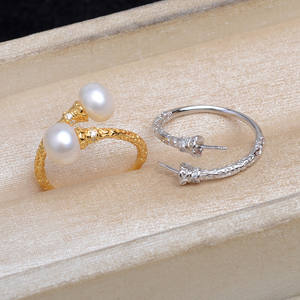 S925 <b>Silver</b> Double <b>Bead</b> Ring DIY Open 7-8 Ring with Empty Stand 5815 <b>Bead</b> Caps for Jewelry Making - Product Image 1