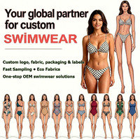 Conjunto de Bikini de Dos Piezas con Diseño Personalizado OEM, Top Triangular con Cuentas, Bordado de Palmera, Adorno Metálico, Tela RPET, Traje de Baño de Alta Calidad