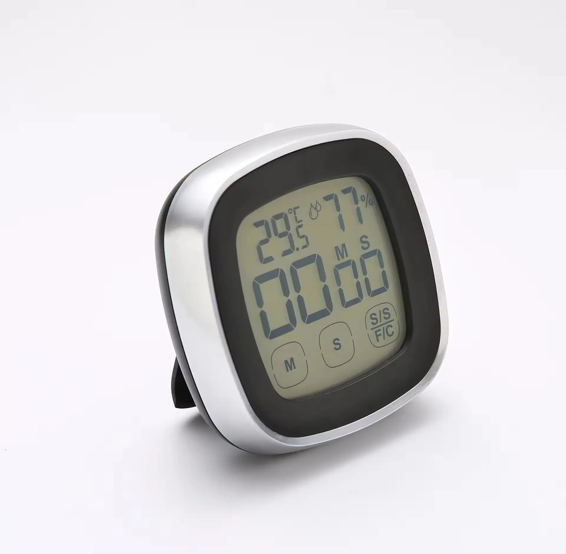 Vente chaude usage domestique électronique numérique tactile panneau opérationnel thermomètre intérieur hygromètre LCD horloge minuterie