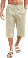 Pantalones cortos Capri de algodón para hombre de verano, pantalones casuales de algodón de lino, pantalones cortos para hombre, ajuste holgado con bolsillo