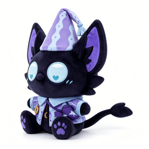 Nuovo Giocattolo di Peluche Corto a Tema Halloween Gatto Nero Dormiente Luna, Ispirato al Gioco Eggy Party, con Imbottitura in Cotone PP - Product Image 3