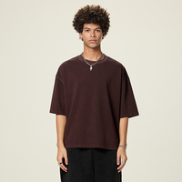 T-shirt Oversize en Coton 260 g/m² Streetwear Gris Délavé à l'Acide Coupe Boxy Courte avec Logo Personnalisé pour Homme