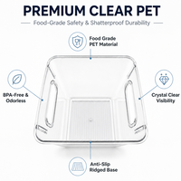 Transparente PET Umweltfreundliche Leichte Kühlschrank-Aufbewahrungsbox mit Integrierten Griffen BPA-Frei Quadratischer Küchen-Vorratsorganizer