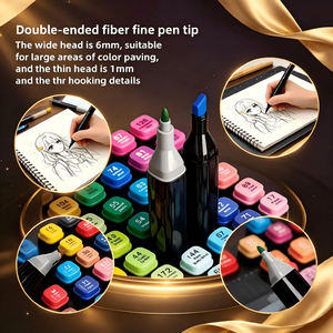 120 stylos marqueurs à double pointe, pointe large de 6 mm et pointe fine de 1 mm, marqueurs artistiques pour colorer, dessiner, esquisser avec étui de transport - Product Image 2