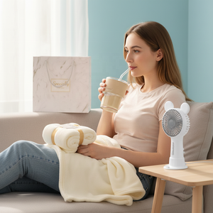 Set Hadiah Promosi Lunaire <span class=keywords><strong>3</strong></span>-in-1 Kipas Portabel Botol Kaca Ramah Lingkungan Handuk untuk Hadiah Perusahaan & Suvenir Pernikahan - Product Image 2