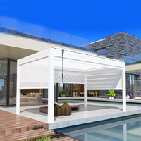 Pergola en aluminium personnalisée Pergola de piscine imperméable à l'eau auvent persienne toit extérieur de luxe Gazebo avec bande de LED