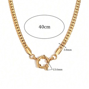 Collier superposé en acier inoxydable avec fermoir à ressort |   Collier ras du cou unisexe en chaîne à maillons plaqué or PVD |   Bijoux de mode minimalistes en gros - Product Image 3