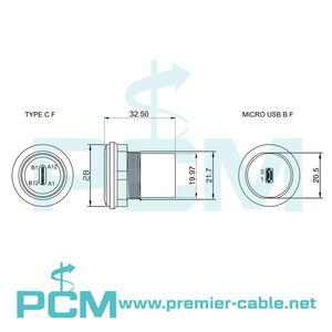 Адаптер <span class=keywords><strong>USB</strong></span>-C на Micro <span class=keywords><strong>USB</strong></span> (гнездо), сквозной, для монтажа на круглой панели, для шкафов, корпусов, настольных компьютеров - Product Image 2