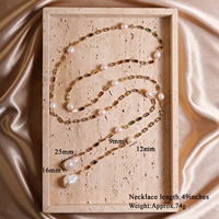 Perle baroque naturelle à la mode et collier de zircon carré exquis, chaîne de taille pour la fête des femmes, bord de mer