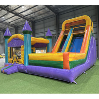 Trampoline gonflable coloré pour enfants, équipement de terrain de jeu extérieur, château gonflable commercial avec toboggan