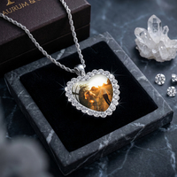Photos de couple personnalisables, collier avec bordure en forme de cœur, photos de chat et de chien, chaîne de clavicule commémorative