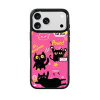 Coque de téléphone AG Feeling Black Edge avec motif chat doré pour iPhone 17, 17 Pro Max, 16 Pro, 15 – Coque magnétique