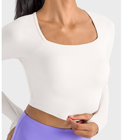 Snel drogende T-shirts groothandel hardloopkleding op maat gemaakte workout shirts gym fitness tops lange mouw yoga T-shirt sport crop top