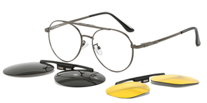 Мужские круглые оправы для очков с двойной перемычкой, магнитные накладные солнцезащитные очки с поляризационными линзами UV400 для ночного видения, оптом - Product Image 6