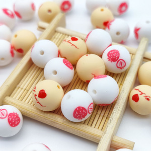 Hot Selling Großhandel 12mm <span class=keywords><strong>15mm</strong></span> Silikon bedruckte Perle Baby Zahnen Silikon Kaubare Perlen für Perlen Stift herstellung - Product Image 2