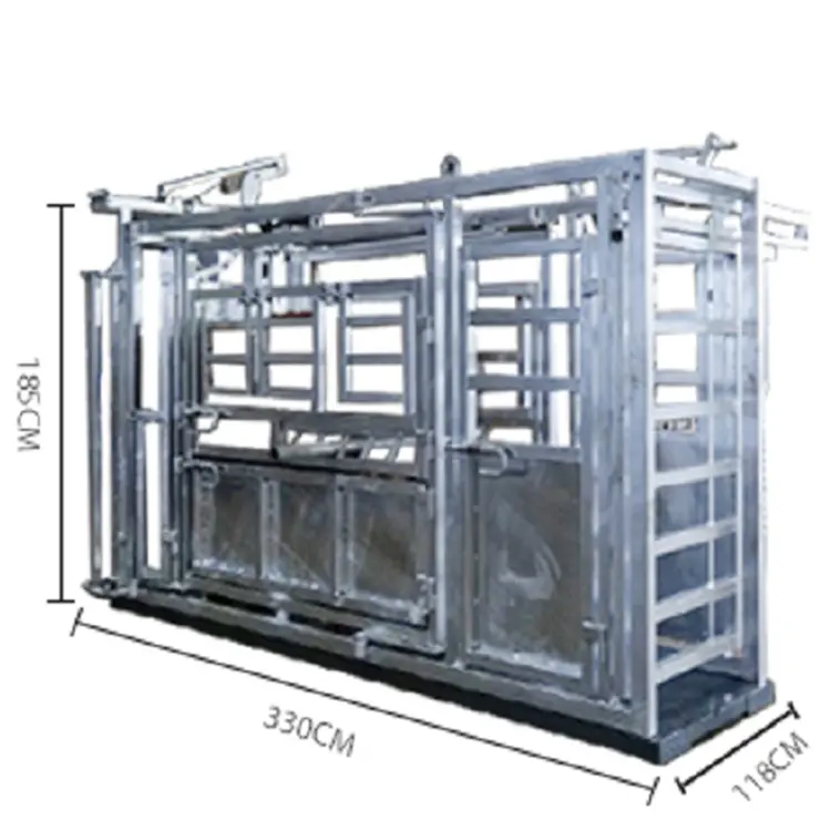 Écrasement galvanisé plongé chaud de bétail de l'écrasement galvanisé de bétail de compression de vétérinaire de cour de bétail avec le système de pesage