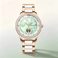 Nouveautés Montre-bracelet automatique pour femme, luxe, cadran serti de zircon, violet/rouge/bleu/vert, montre moderne pour femme