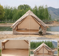 Tente gonflable quatre saisons en tissu Oxford beige imperméable 6,3 m² à ouverture rapide automatique à porte unique pour le camping en plein air