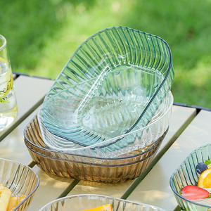 Ensemble de 10 assiettes à dessert en plastique transparent pour fruits, collations, rangement domestique et cuisine, style simple - Product Image 1