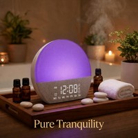 Réveil numérique analogique intelligent de table avec lumière de réveil RGB et machine à bruit blanc pour le sommeil des bébés – Qualité certifiée, personnalisable