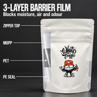Sachet Doypack Blanc Personnalisé Imprimé de Qualité Supérieure en Plastique Stratifié Mylar pour Bonbons et Snacks, Faible MOQ 2000 pièces, Conception Rapide et Gratuite
