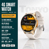 Montre connectée 4G LTE GPS avec moniteur de fréquence cardiaque, d'oxygène sanguin, de pression artérielle et de sommeil, batterie 950 mAh, bracelet en silicone