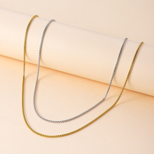 Hip Hop aragosta catenina catena scatola in acciaio inox <span class=keywords><strong>argento</strong></span> oro quadrato perla Extender catena lunga catena sottile collana a catena - Product Image 2