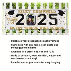 Pancarta de Graduación Personalizada para Exteriores, Vinilo con Foto Personalizada para Jardín, Recuerdos de Fiesta, Regalos de Graduación 2025 - Product Image 2