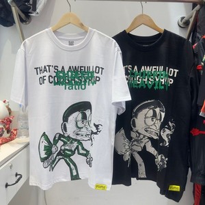 T-shirt a maniche corte in puro cotone di alta qualità, stile streetwear europeo-americano, con stampa 'THAT'S AWFUL LOT COUGH SYRUP' - Product Image 4