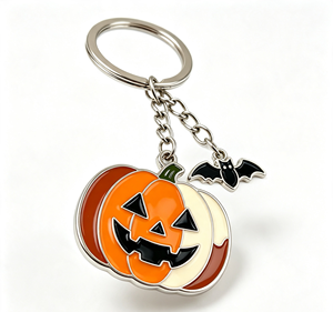 Halloween Pumpkin Metal Key Chain Alloy Keyring Enamel Bat Pendant <b>Custom</b> Gift Souvenir - Product Image 3